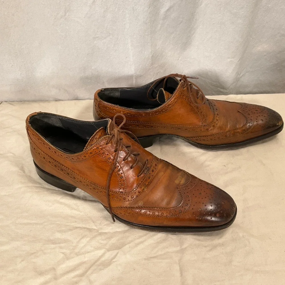 To Boot New York Adam‎ Derrick Mens 8 Brown Leather Wingtip Oxford Dress Italy